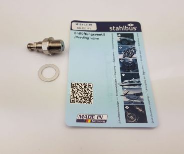 Preview: Stahlbus Entlüfterschraube M12X1.00 - mit Gummikappe